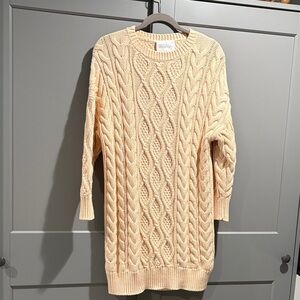 Anthropologie Mare Mare Cream Cable Knit Sweater Dress